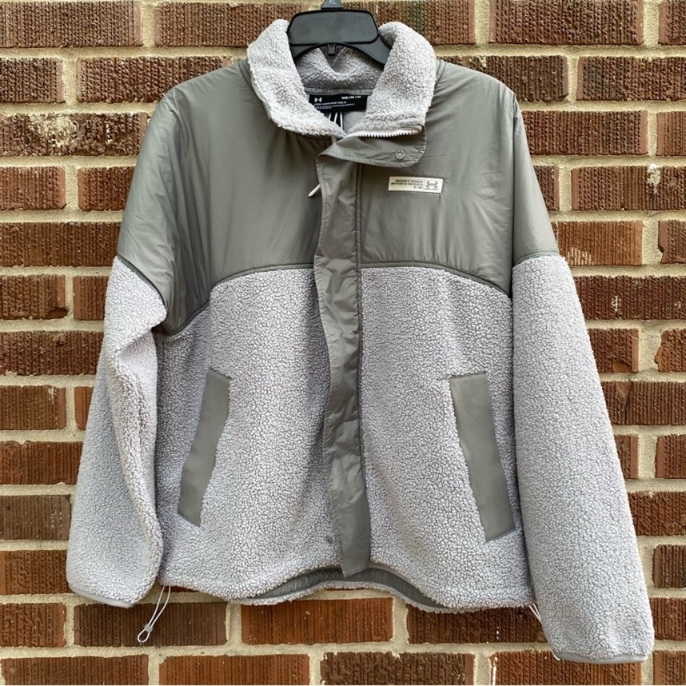 UNDER ARMOUR Women's UA Mission Full-Zip Boucle Jacket Swacket Grey Size M